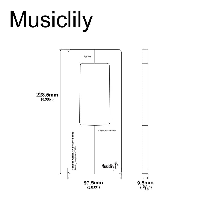 Dimensions of musiclily pro cnc accurate acrylic guitar neck routing templates for standard tele mx1608