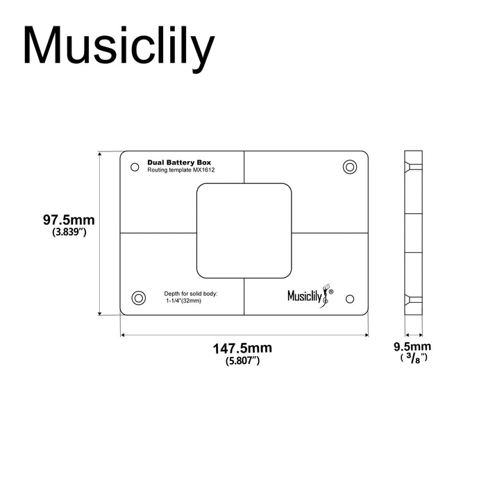 Dimensions of musiclily pro cnc accurate acrylic dual battery box routing templates mx1612