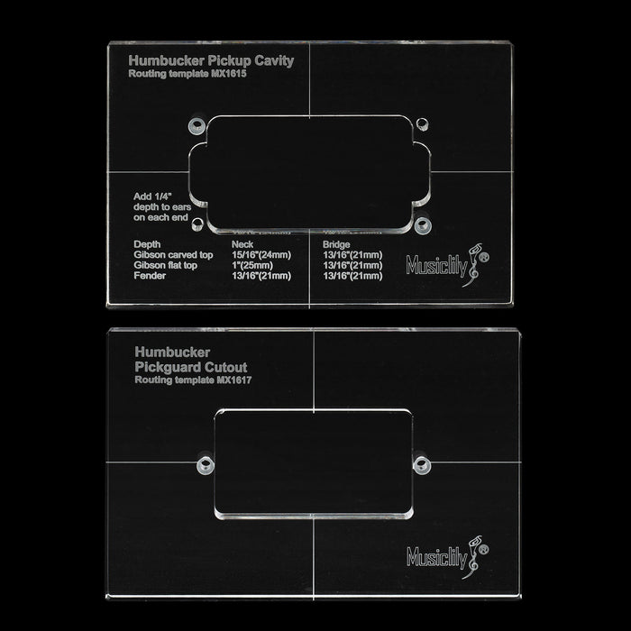 Part of musiclily pro cnc accurate acrylic humbucker pickup routing templates set for electric guitar body and pickguard mx1615mx1617