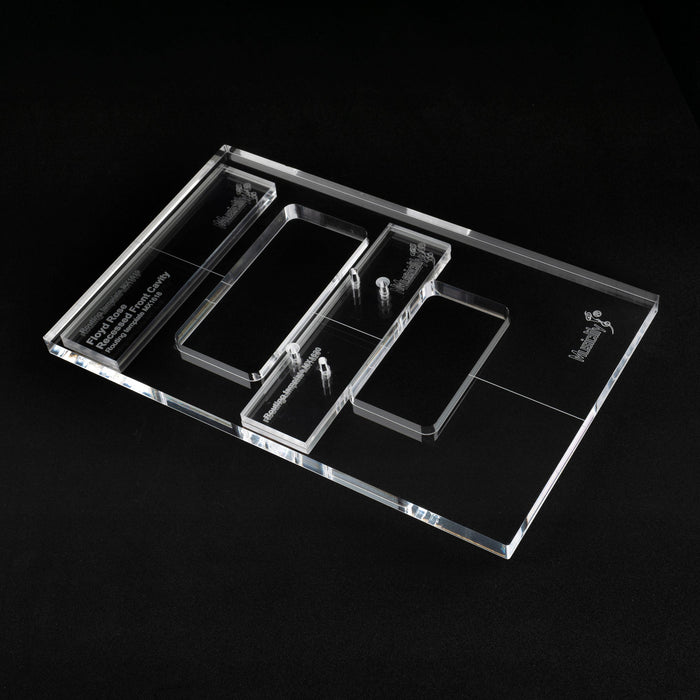 detail of musiclily pro cnc accurate acrylic tremolo bridge routing templates set for floyd rose recessed modification mx1618mx1619 2mx1620 2