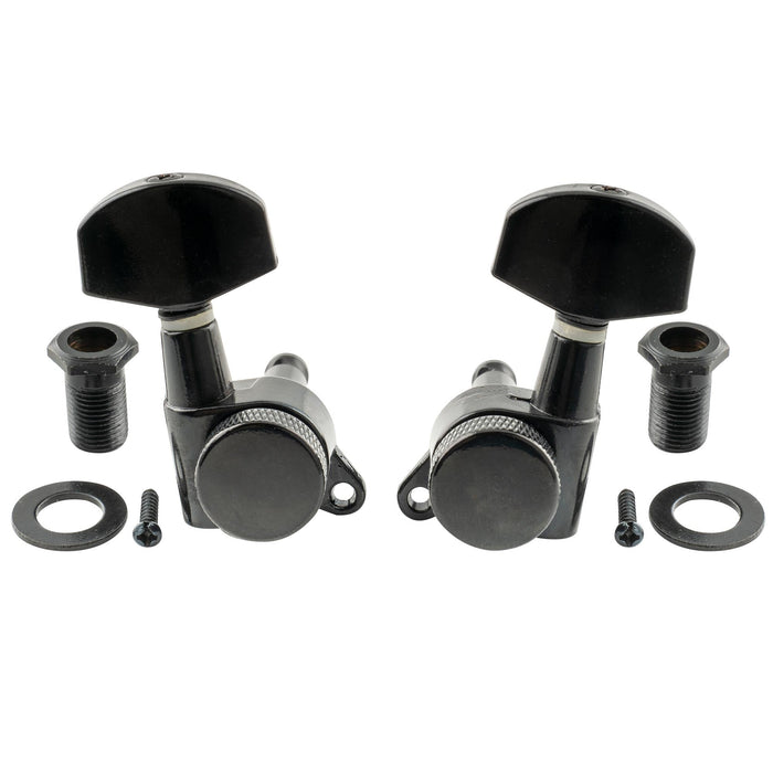 Musiclily Pro 3R3L 15:1 Proporção de Trava Total Máquinas de Ajuste de Cordas Afinadores de Trastes Teclas com Botão Hexagonal Grande Parafuso de 45 Graus para Violão Acústico e Elétrico