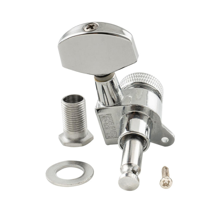 Musiclily Pro R15J Single 15:1 Ratio Full Sealed Locking Machine Head Treble Side Tuner Tuning Peg Key with Big Hex Button 45 Degree Screw for Acoustic Electric Guitar