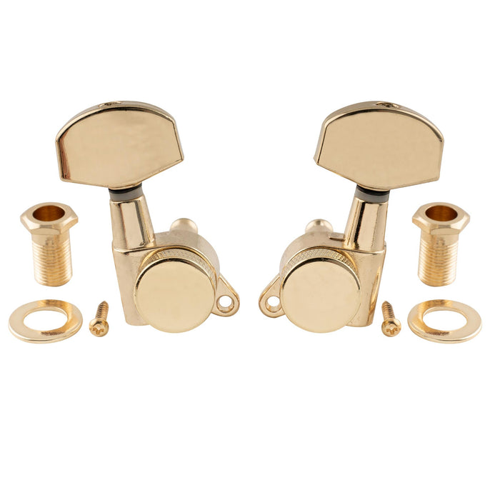 Musiclily Pro 3R3L 15:1 Proporção de Trava Total Máquinas de Ajuste de Cordas Afinadores de Trastes Teclas com Botão Hexagonal Grande Parafuso de 45 Graus para Violão Acústico e Elétrico