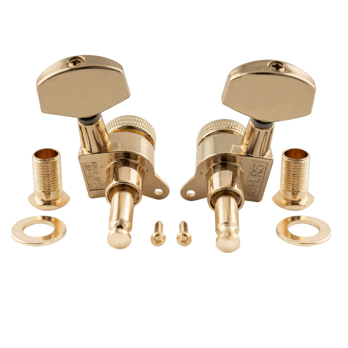 Musiclily Pro 3R3L 15:1 Proporção de Trava Total Máquinas de Ajuste de Cordas Afinadores de Trastes Teclas com Botão Hexagonal Grande Parafuso de 45 Graus para Violão Acústico e Elétrico