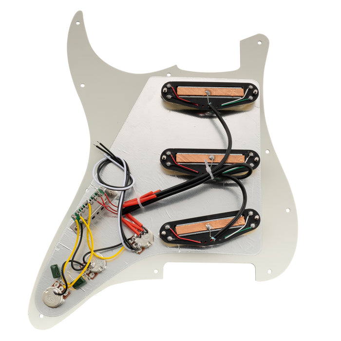 Musiclily Basic Pre-wired Loaded ST-SSS Pickguard with Ceramic Mini Rail Humbucker for Strat Style Electric Guitar