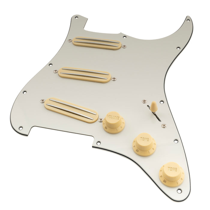Musiclily Basic Pre-wired Loaded ST-SSS Pickguard with Ceramic Mini Rail Humbucker for Strat Style Electric Guitar