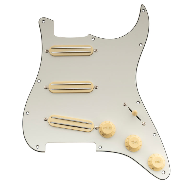 Musiclily Basic Pre-wired Loaded ST-SSS Pickguard with Ceramic Mini Rail Humbucker for Strat Style Electric Guitar
