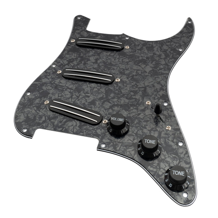 Musiclily Basic Pre-wired Loaded ST-SSS Pickguard with Ceramic Mini Rail Humbucker for Strat Style Electric Guitar