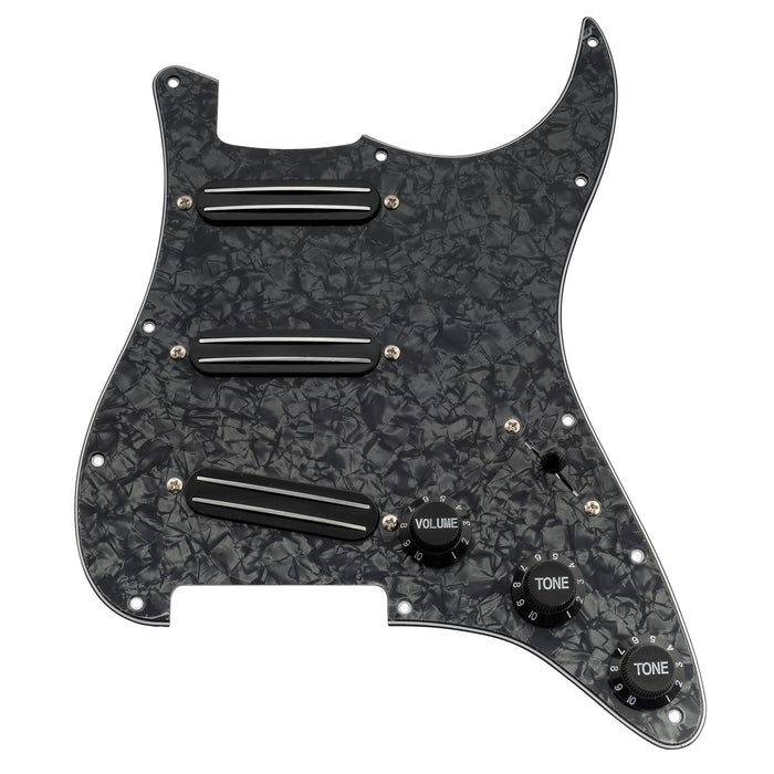 Musiclily Basic Pre-wired Loaded ST-SSS Pickguard with Ceramic Mini Rail Humbucker for Strat Style Electric Guitar