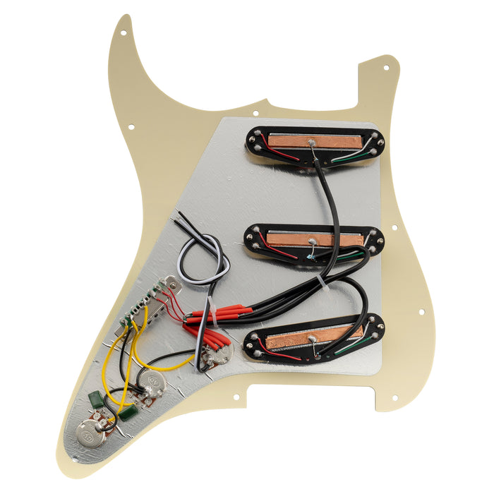 Musiclily Basic Pre-wired Loaded ST-SSS Pickguard with Ceramic Mini Rail Humbucker for Strat Style Electric Guitar