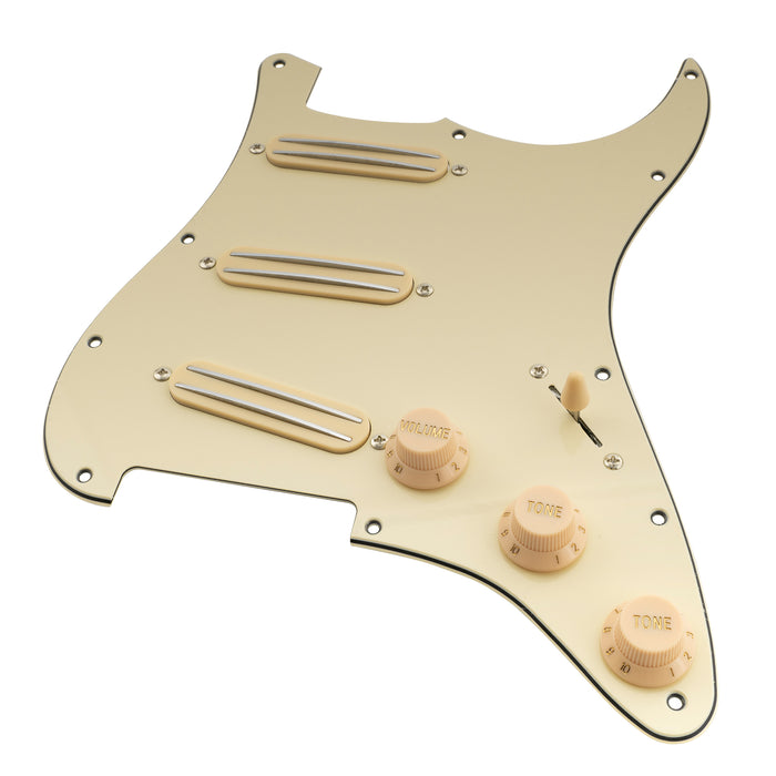 Musiclily Basic Pre-wired Loaded ST-SSS Pickguard with Ceramic Mini Rail Humbucker for Strat Style Electric Guitar