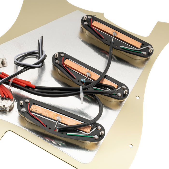 Musiclily Basic Pre-wired Loaded ST-SSS Pickguard with Ceramic Mini Rail Humbucker for Strat Style Electric Guitar