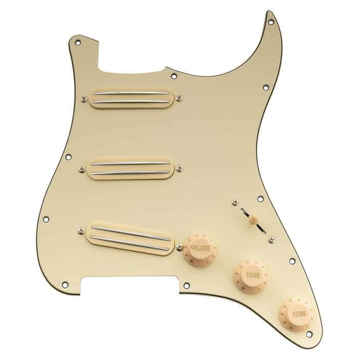 Musiclily Basic Pre-wired Loaded ST-SSS Pickguard with Ceramic Mini Rail Humbucker for Strat Style Electric Guitar