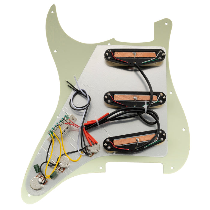 Musiclily Basic Pre-wired Loaded ST-SSS Pickguard with Ceramic Mini Rail Humbucker for Strat Style Electric Guitar