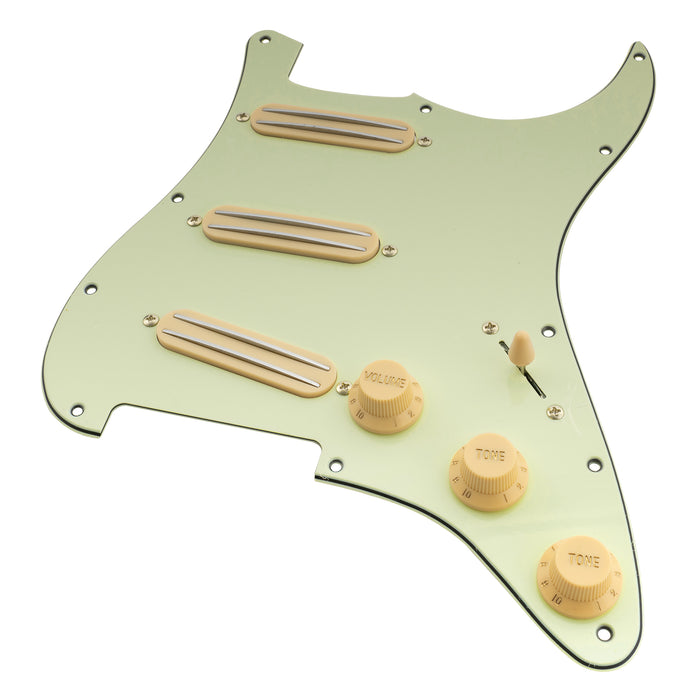Musiclily Basic Pre-wired Loaded ST-SSS Pickguard with Ceramic Mini Rail Humbucker for Strat Style Electric Guitar
