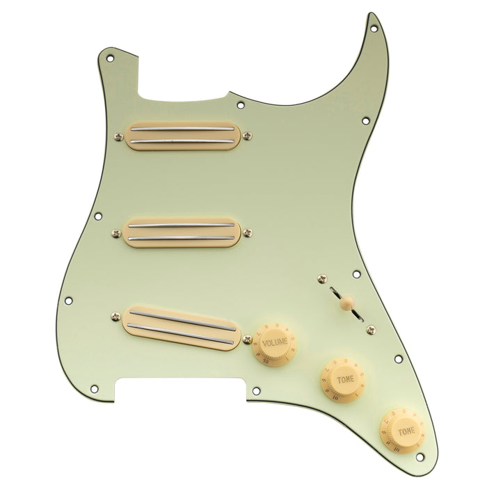 Musiclily Basic Pre-wired Loaded ST-SSS Pickguard with Ceramic Mini Rail Humbucker for Strat Style Electric Guitar