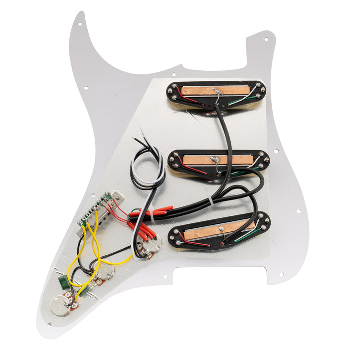 Musiclily Basic Pre-wired Loaded ST-SSS Pickguard with Ceramic Mini Rail Humbucker for Strat Style Electric Guitar
