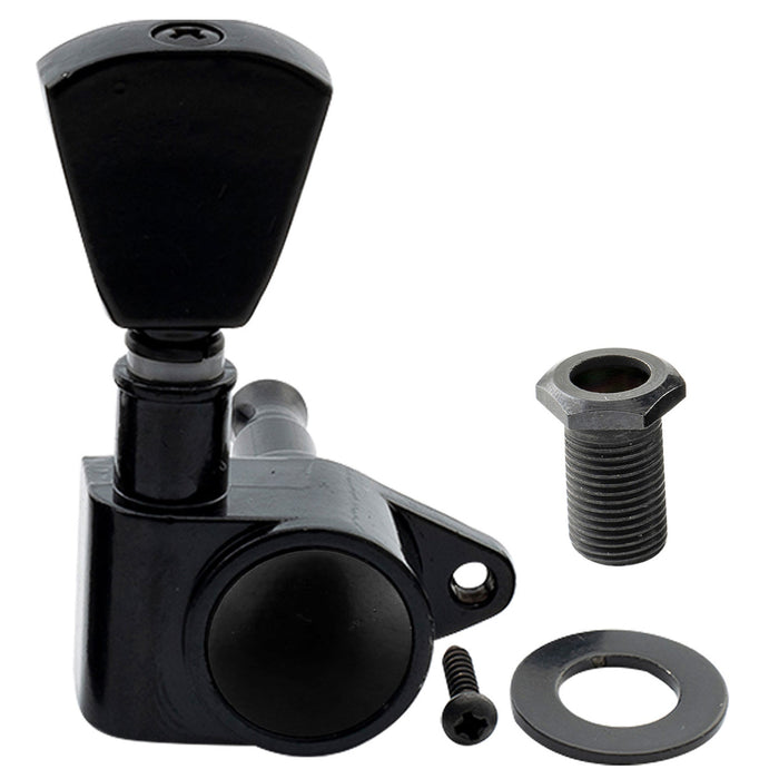 Musiclily Basic R15A Singolo Rapporto 14:1 Testata Macchina Intera Sigillata per Accordatura Lato Basso con Pulsante a Chiave per Chitarra Acustica Elettrica