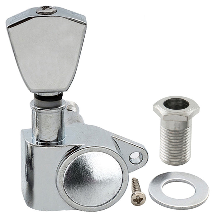 Musiclily Basic R15A Singolo Rapporto 14:1 Testata Macchina Intera Sigillata per Accordatura Lato Basso con Pulsante a Chiave per Chitarra Acustica Elettrica