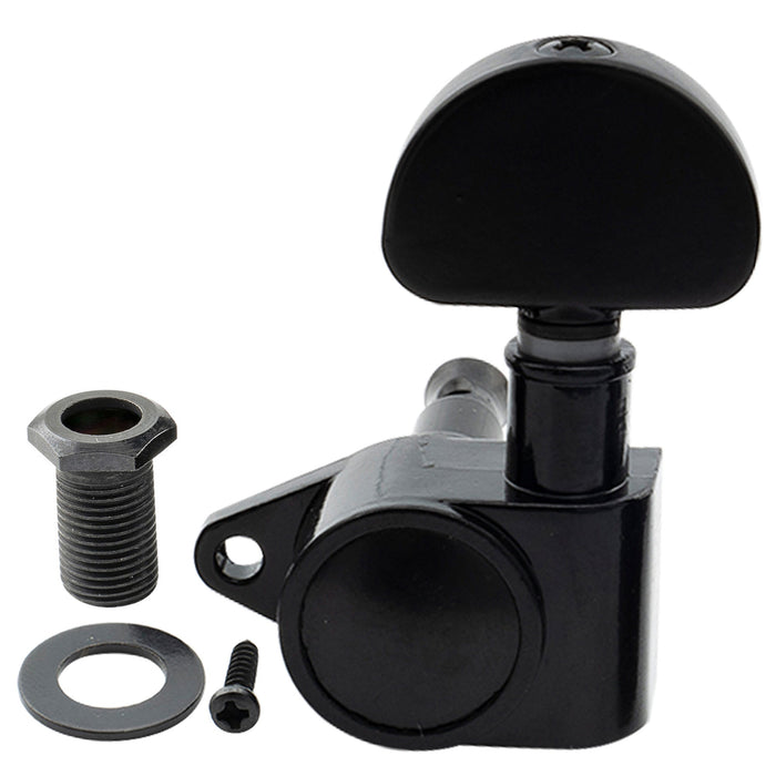 Musiclily Basic R15A Singolo Rapporto 14:1 Testata Macchina Intera Sigillata per Accordatura Lato Treble con Pulsante a Mezzaluna per Chitarra Acustica Elettrica