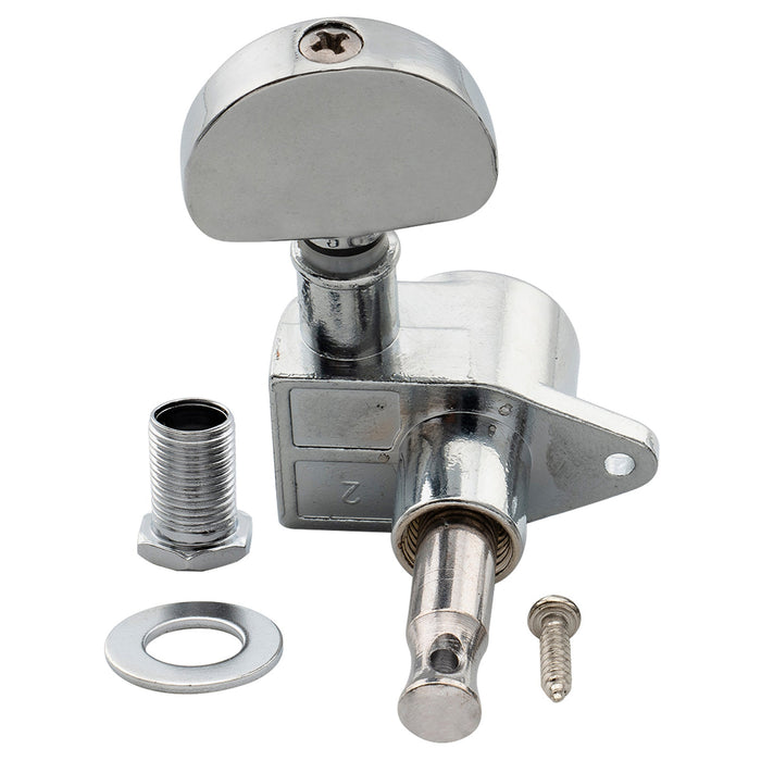 Musiclily Basic R15A Singolo Rapporto 14:1 Testata Macchina Intera Sigillata per Accordatura Lato Treble con Pulsante a Mezzaluna per Chitarra Acustica Elettrica