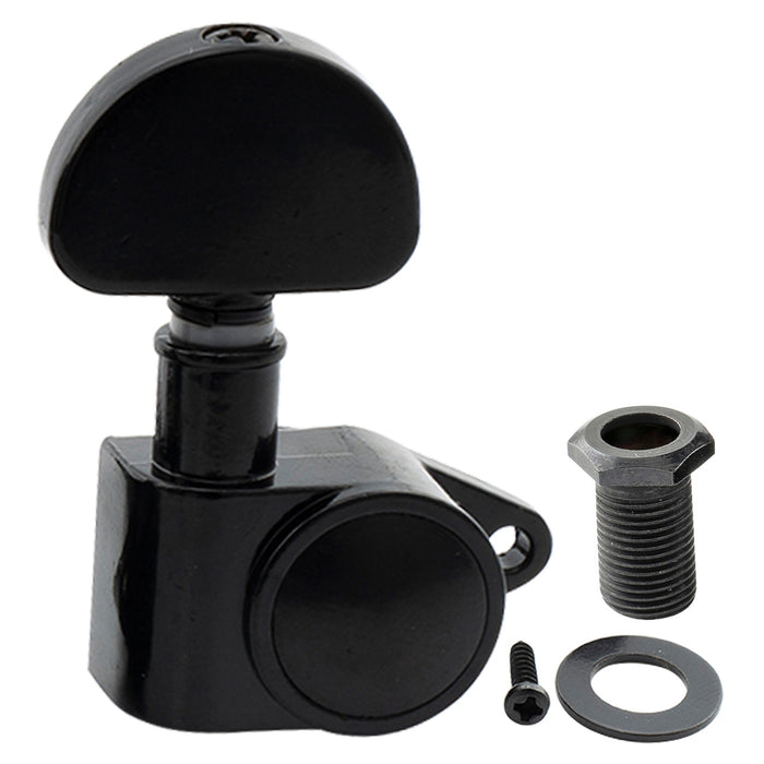 Musiclily Basic R15A Singolo Rapporto 14:1 Testata Macchina Intera Sigillata per Accordatura Lato Basso con Pulsante a Mezzaluna per Chitarra Acustica Elettrica