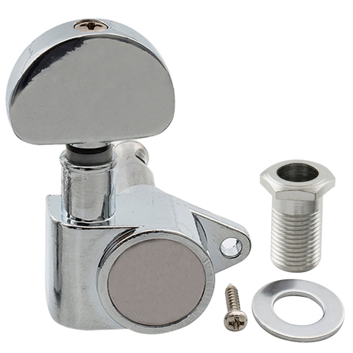 Musiclily Basic R15A Singolo Rapporto 14:1 Testata Macchina Intera Sigillata per Accordatura Lato Basso con Pulsante a Mezzaluna per Chitarra Acustica Elettrica