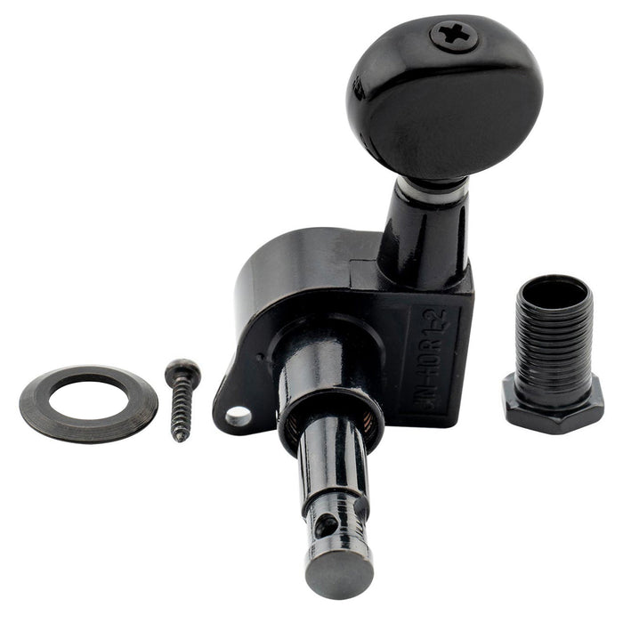 Wilkinson Single 19:1 Ratio E-Z-LOK Full Sealed Machine Head Bass Side Tuner Tuning Peg Key with Vintage Oval Button for Strat Tele Style Electric Guitar