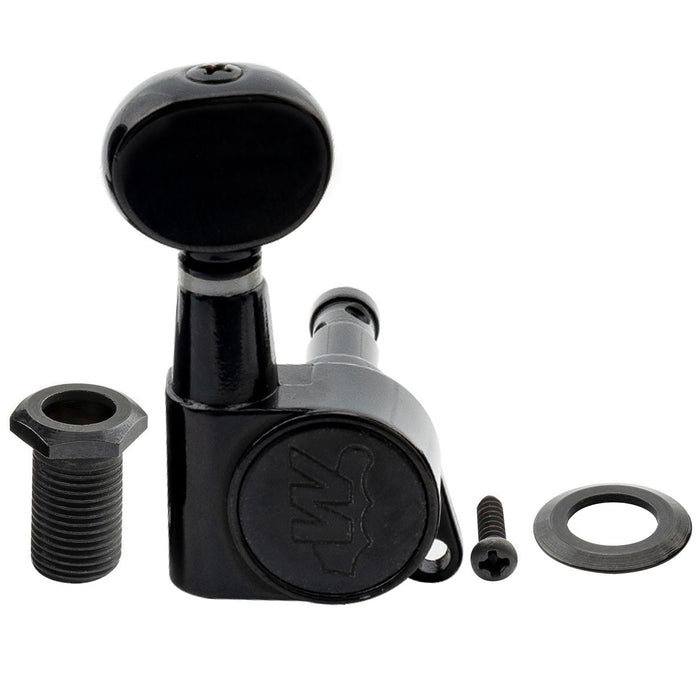 Wilkinson Single 19:1 Ratio E-Z-LOK Full Sealed Machine Head Bass Side Tuner Tuning Peg Key with Vintage Oval Button for Strat Tele Style Electric Guitar