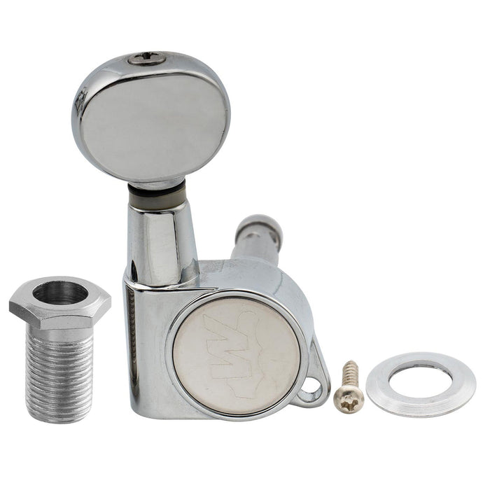 Wilkinson Single 19:1 Ratio E-Z-LOK Full Sealed Machine Head Bass Side Tuner Tuning Peg Key with Vintage Oval Button for Strat Tele Style Electric Guitar