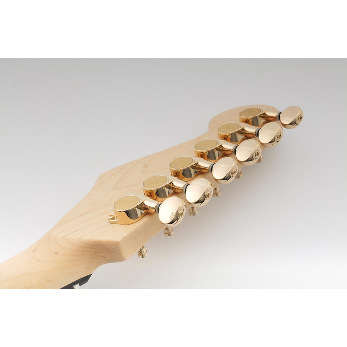 Wilkinson Single 19:1 Ratio E-Z-LOK Full Sealed Machine Head Bass Side Tuner Tuning Peg Key with Vintage Oval Button for Strat Tele Style Electric Guitar