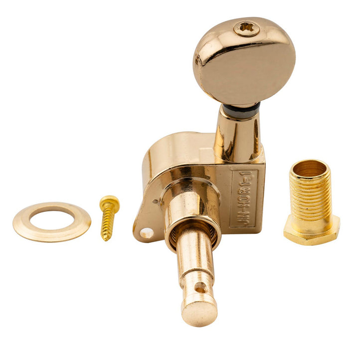 Wilkinson Single 19:1 Ratio E-Z-LOK Full Sealed Machine Head Bass Side Tuner Tuning Peg Key with Vintage Oval Button for Strat Tele Style Electric Guitar