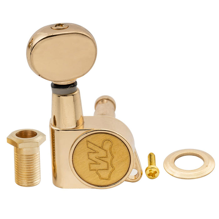 Wilkinson Single 19:1 Ratio E-Z-LOK Full Sealed Machine Head Bass Side Tuner Tuning Peg Key with Vintage Oval Button for Strat Tele Style Electric Guitar