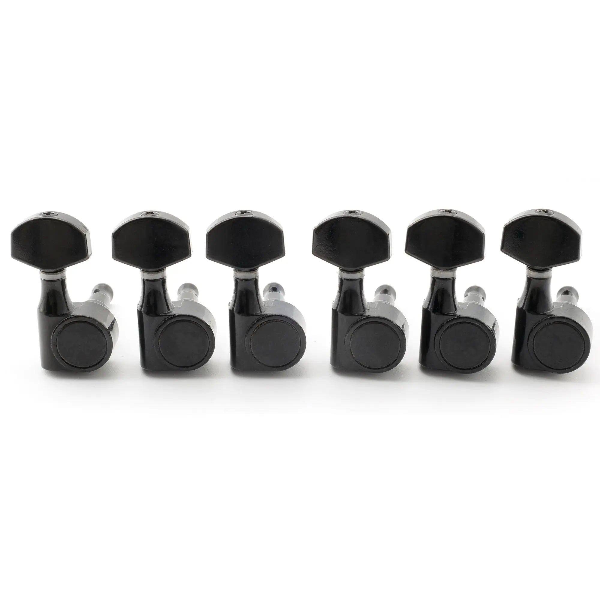 musiclily pro 6 in line 15 1 ratio 1 pin full sealed machine heads tuners tuning pegs keys with hex button for sq strat tele style electric guitar mx1664 6p, black