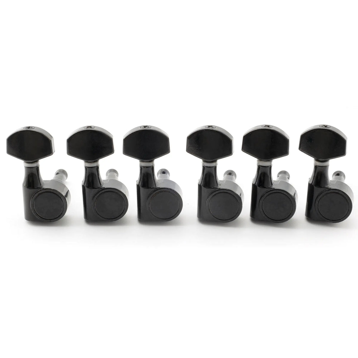 musiclily pro 6 in line 15 1 ratio 1 pin full sealed machine heads tuners tuning pegs keys with hex button for sq strat tele style electric guitar mx1664 6p, black