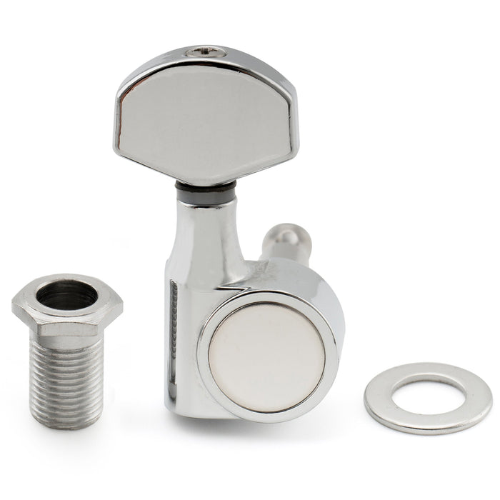 Musiclily Pro R15J Single 15:1 Ratio 1-Pin Full Sealed Machine Head Bass Side Tuner Tuning Peg Key with Hex Button for SQ Strat Tele Style Electric Guitar