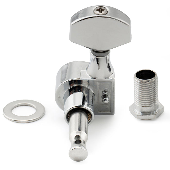 Musiclily Pro R15J Single 15:1 Ratio 1-Pin Full Sealed Machine Head Bass Side Tuner Tuning Peg Key with Hex Button for SQ Strat Tele Style Electric Guitar