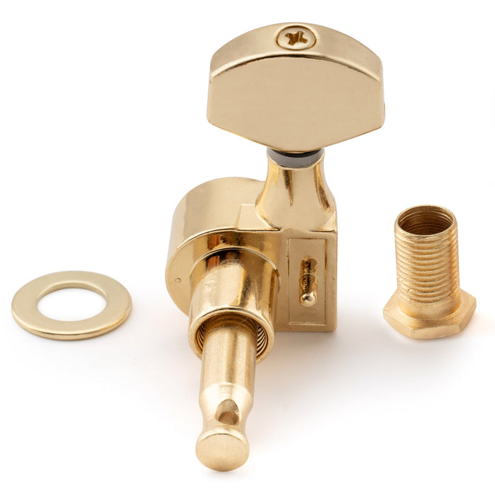 Musiclily Pro R15J Single 15:1 Ratio 1-Pin Full Sealed Machine Head Bass Side Tuner Tuning Peg Key with Hex Button for SQ Strat Tele Style Electric Guitar