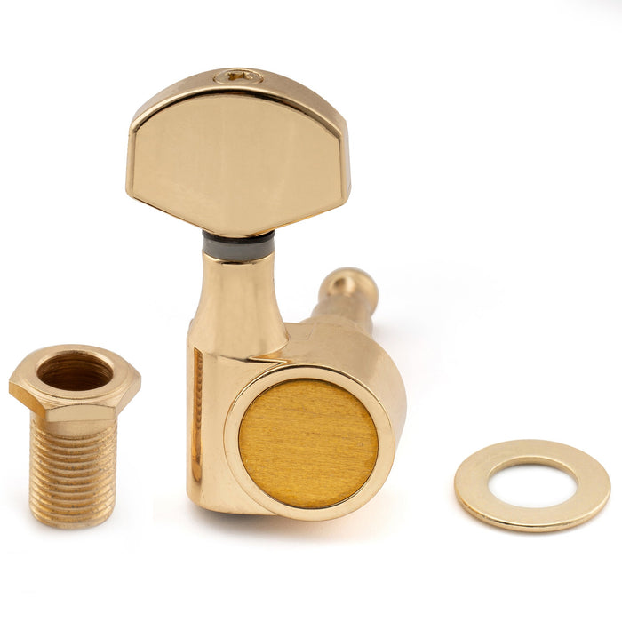 Musiclily Pro R15J Single 15:1 Ratio 1-Pin Full Sealed Machine Head Bass Side Tuner Tuning Peg Key with Hex Button for SQ Strat Tele Style Electric Guitar