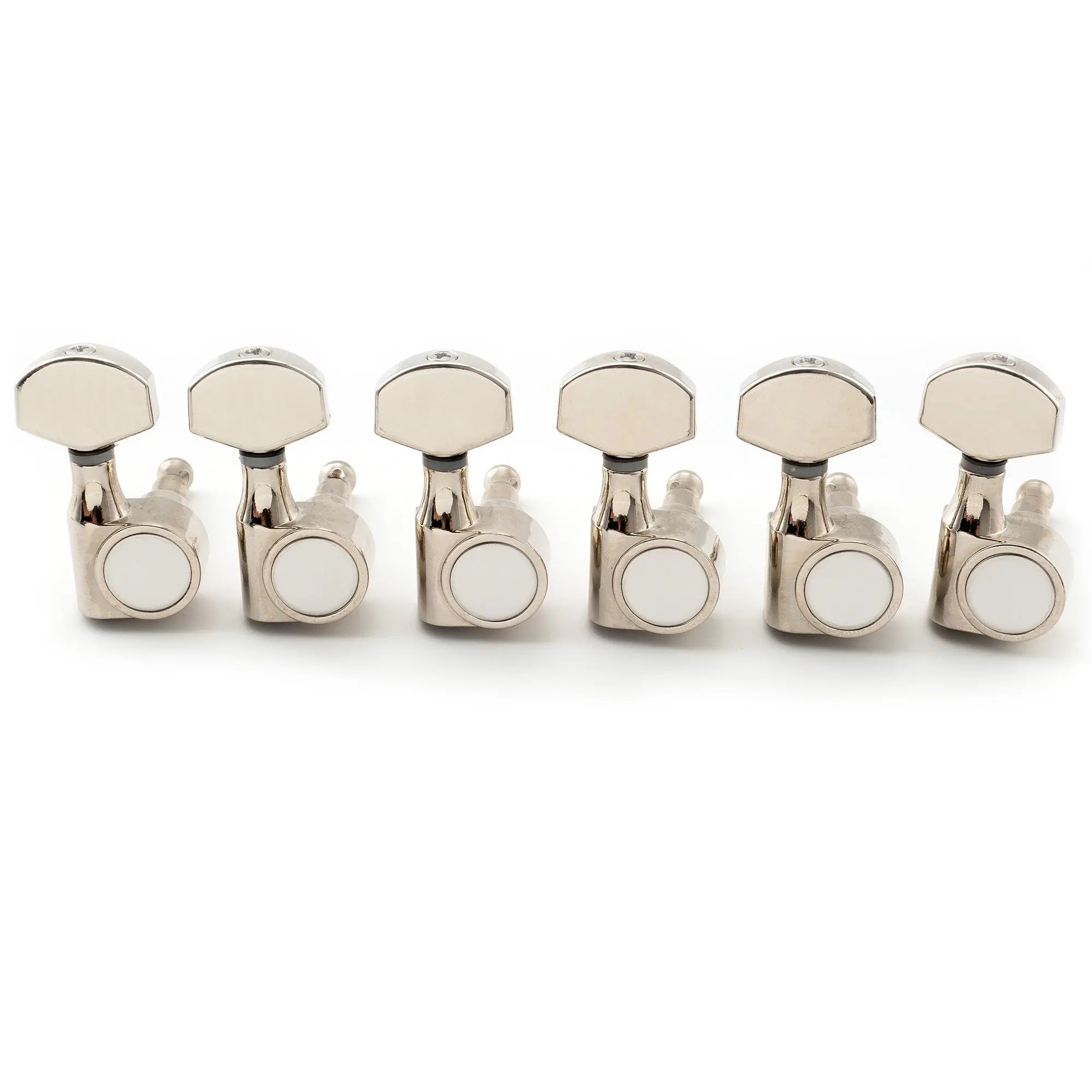 musiclily pro 6 in line 15 1 ratio 1 pin full sealed machine heads tuners tuning pegs keys with hex button for sq strat tele style electric guitar mx1664 6p, nickel
