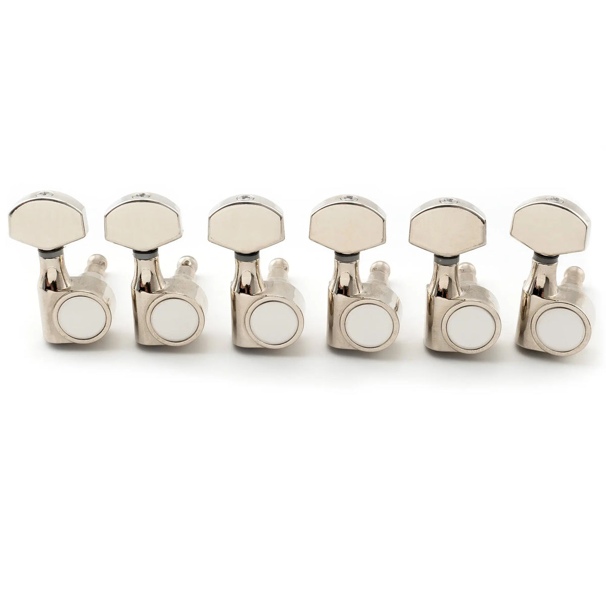 musiclily pro 6 in line 15 1 ratio 1 pin full sealed machine heads tuners tuning pegs keys with hex button for sq strat tele style electric guitar mx1664 6p, nickel