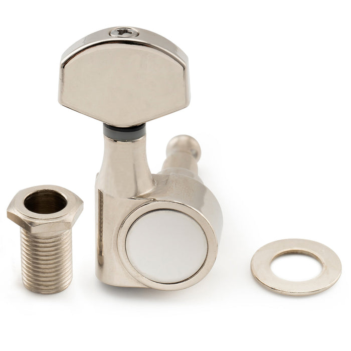 Musiclily Pro R15J Single 15:1 Ratio 1-Pin Full Sealed Machine Head Bass Side Tuner Tuning Peg Key with Hex Button for SQ Strat Tele Style Electric Guitar