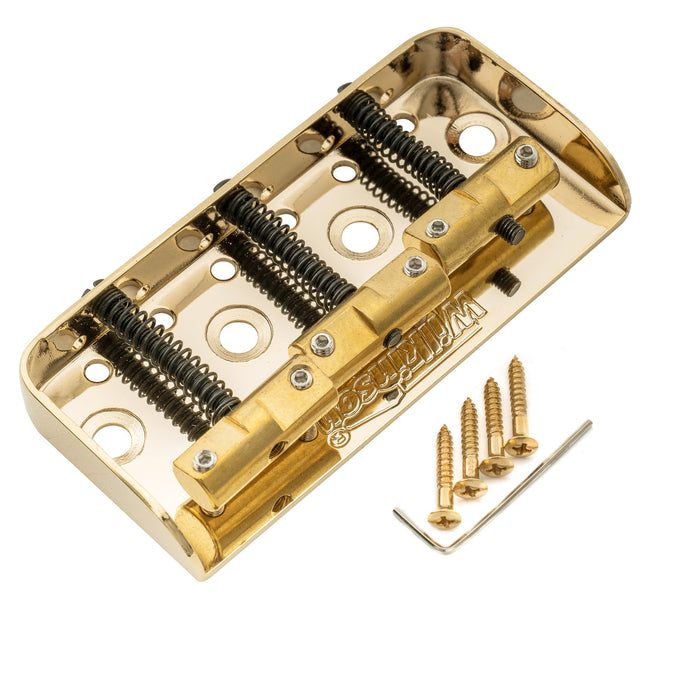 wilkinson wtbs 54mm2 1 8 inch short bridge brass compensated 3 saddles for humbucker tele style or vintage electric guitar mx1704p, gold