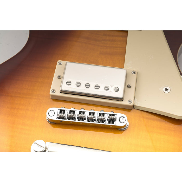 musiclily pro 52mm2 3 64 inch tune o matic guitar bridge roller saddles set for lp sg style electric guitar mx1707p, chrome