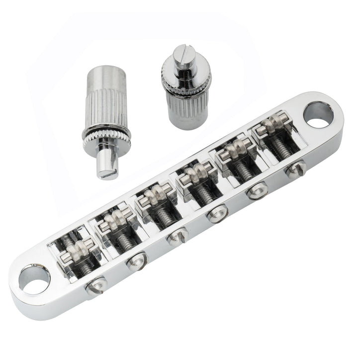 musiclily pro 52mm2 3 64 inch tune o matic guitar bridge roller saddles set for lp sg style electric guitar mx1707p, gold