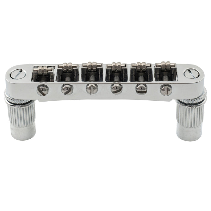 musiclily pro 52mm2 3 64 inch tune o matic guitar bridge roller saddles set for lp sg style electric guitar mx1707p, chrome
