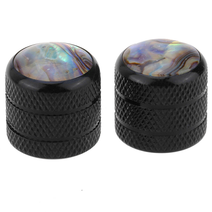 Perillas de control Musiclily Pro de acero grueso de 18 estrías con parte superior de abulón y cúpula para guitarra eléctrica o bajo importado (18 x 16,5 mm, juego de 2)