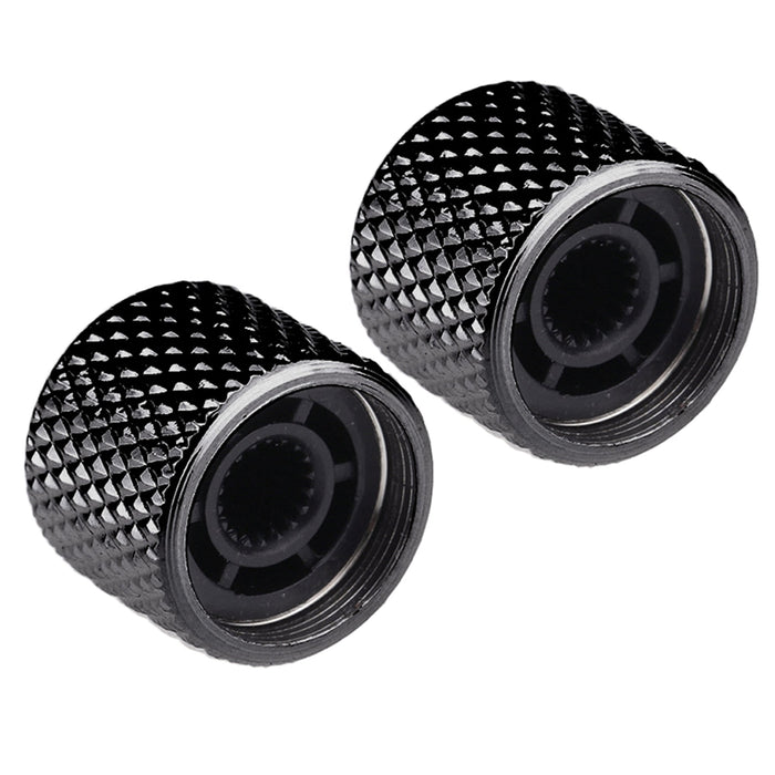 Perillas de control Musiclily Pro de acero grueso de 18 estrías con parte superior de abulón y cúpula para guitarra eléctrica o bajo estilo Tele, juego de 2