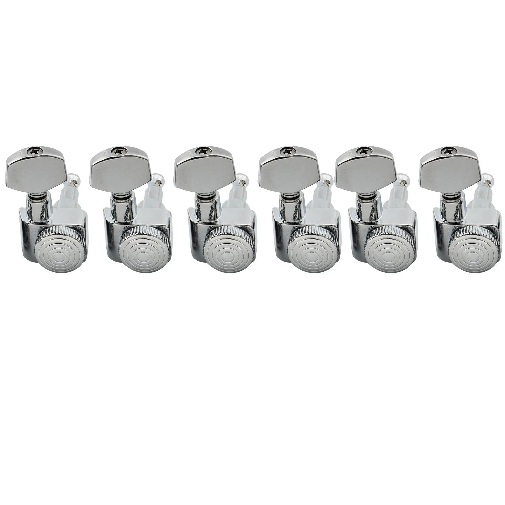 musiclily pro 6 in line 2 pins full metal guitar locking tuners machine heads tuning pegs keys set for fender strat tele style electric guitar mx1720 6p, chrome