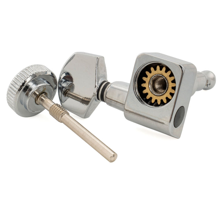 Musiclily Pro R15T Singolo Lato Basso Rapporto 16:1 Testa Macchina Bloccante Sigillata Completamente con 2 Pin e Pulsante Esagonale per Chitarra Elettrica Stile Fender Strat Tele